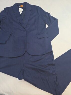 Mary Crafts Size 20 Navy Blue Blazer & Pants Office Career Soft NWT Stretchy